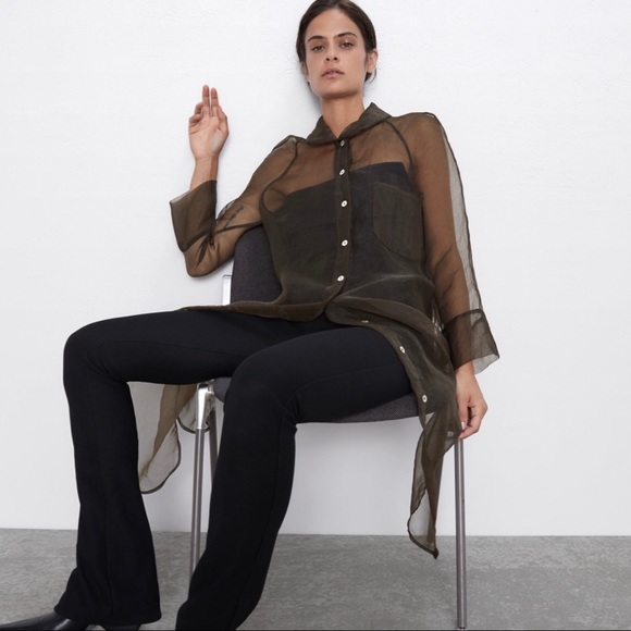 ZARA Long Organza Shirt - Picture 6 of 11